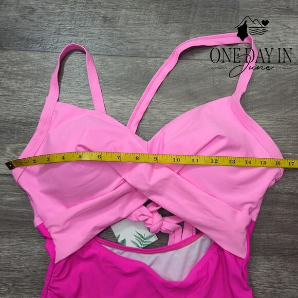 Eomenie Cross Front Cut Out One Piece Swimsuit Size L - Picture 5 of 7